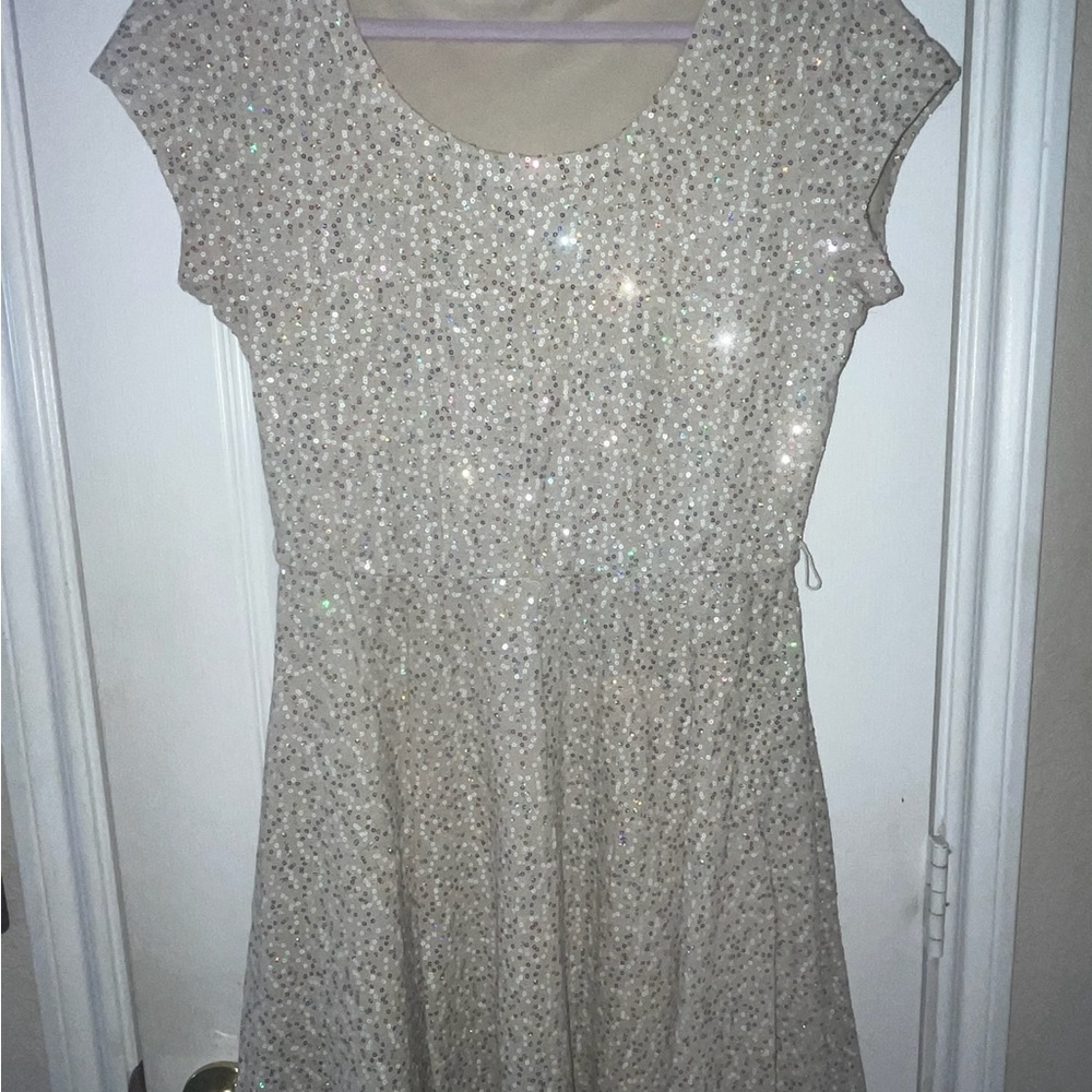 As U Wish Sparkling Cream Prom Dress